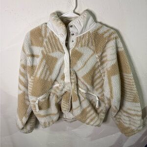 Free People Cream and White Teddy Jacket